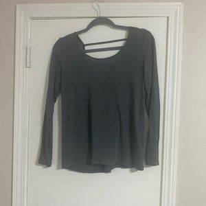 Gray Long Sleeve Exercise Top With Back Cut Out Old Navy XS